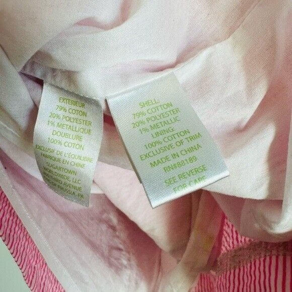 Lilly Pulitzer Pink Seersucker Stripe Sheena Daisy Dress Preppy Size 10 Lined - Picture 13 of 15